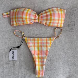 Skatie Swim Suva Plaid Bikini Set Medium NWT